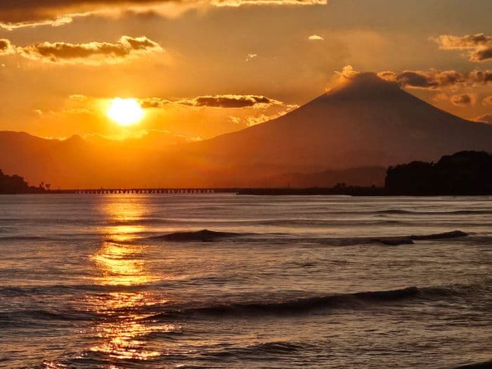 Sonnenuntergang mit Fuji-san