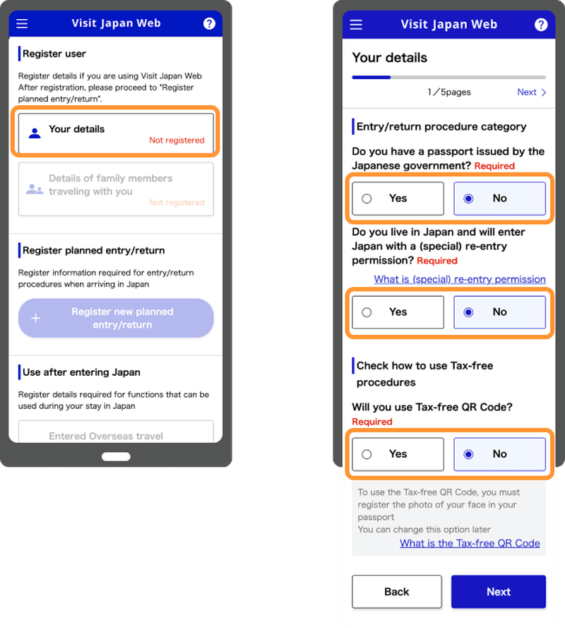 Visit Japan Register category details